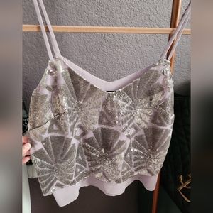 Bebe sequin beaded embellished lilac lavender camisole perfect condition xxs